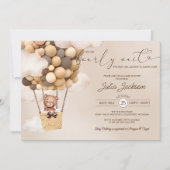 Teddy Bear Air Ballon Neautral Cloud Baby Dusche Einladung (Vorderseite)