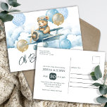 Teddy Bear Air Flugzeug Babydusche Postkarte<br><div class="desc">Lieblich Teddy Bär Aquarellbilder in Bräunungen,  Braun und Blau. Super Baby Baby Dusche Thema. Aquarellwolken,  Ballons,  Flugzeug und niedlicher Teddybär. Individuelle / personalisierte Babydusche. Verfügbar als digitaler Download. Suchen Sie in meiner Baby Dusche Kategorie im Shop nach passenden Artikeln.</div>