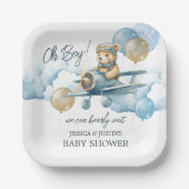 Teddy Bear Air Flugzeug Blue Paper Plate Pappteller (Vorderseite)