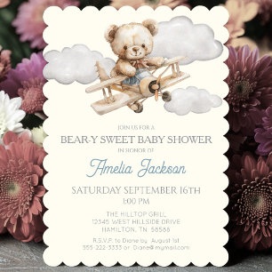Teddy Bear Airplane Babydusche Einladung