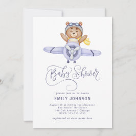 Teddy Bear Airplane Babydusche Einladung