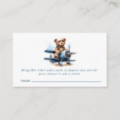 Teddy Bear Airplane Babydusche Windelwanne Raffel Begleitkarte (Vorderseite)