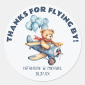 Teddy Bear Airplane Balloons Boy Baby Shooter Runder Aufkleber (Vorderseite)