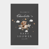 Teddy Bear & Airplane Begrüßungs-Brautparty Acrylschild (Vorderseite)