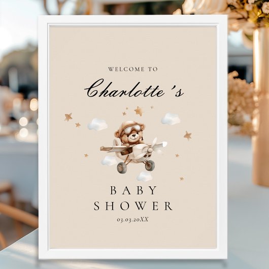 Teddy Bear & Airplane Begrüßungsdusche Poster