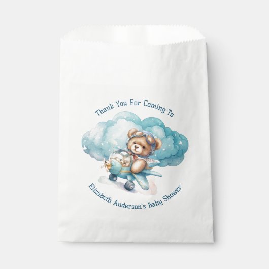 Teddy Bear Airplane Boy Baby Dusche Geschenktütchen (Vorderseite)