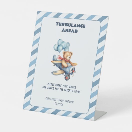 Teddy Bear Airplane Boy Baby Showbook Sockelschild (Vorderseite)