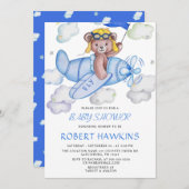 Teddy Bear Airplane EDITABLE Baby Dusche Einladung (Vorne/Hinten)