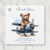Teddy Bear Airplane Watercolor Boy Baby Shooter Geschenkanhänger (Vorderseite)