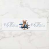 Teddy Bear Airplane Watercolor Boy Baby Shooter Wasserflaschenetikett (Einzelnes Label)