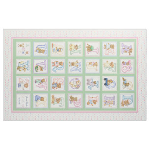 Teddy Bear Alphabet Cheater Quilt Muster Stoff