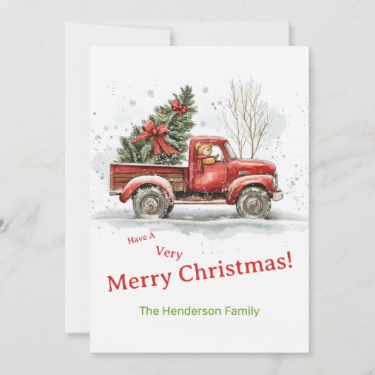 Teddy Bear Alter roter LKW Weihnachten (Vorderseite)