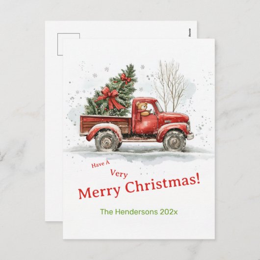 Teddy Bear Alter roter LKW Weihnachten (Vorne/Hinten)