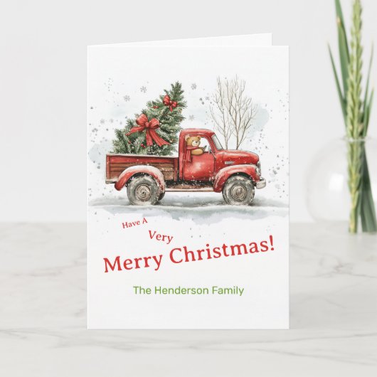 Teddy Bear Alter roter LKW Weihnachten (Vorderseite)
