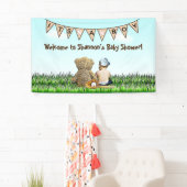 Teddy Bear and Baby Baseball Boy's Baby Shower Banner (Insitu)