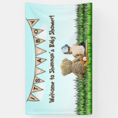 Teddy Bear and Baby Baseball Boy's Baby Shower Banner (Vertikal)