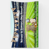 Teddy Bear and Baby Baseball Field Baby Show Banner (Vertikal)