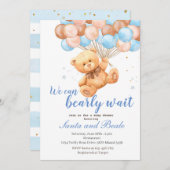 Teddy Bear and Balloons Baby Dusche Einladung (Vorne/Hinten)