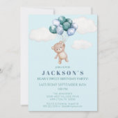 Teddy Bear and Balloons Geburtstagsparty Einladung (Vorderseite)