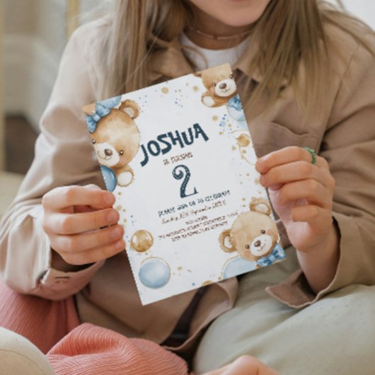 Teddy Bear and Balloons Kindergeburtstag Party Einladung