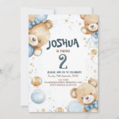 Teddy Bear and Balloons Kindergeburtstag Party Einladung (Vorderseite)