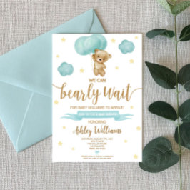 Teddy Bear and Blue Balloons Baby Dusche Einladung