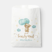 Teddy Bear and Blue Balloons Baby Dusche Geschenktütchen (Vorderseite)