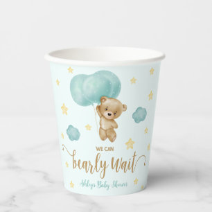 Teddy Bear and Blue Balloons Baby Dusche Pappbecher