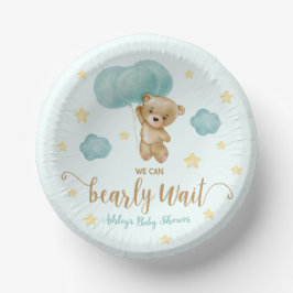 Teddy Bear and Blue Balloons Baby Dusche Pappteller