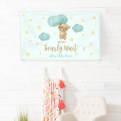 Teddy Bear and Blue Balloons Baby Dusche Party Banner (Insitu)