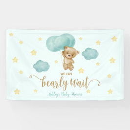 Teddy Bear and Blue Balloons Baby Dusche Party Banner
