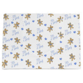 Teddy Bear and Blue Hearts Baby Shower Große Geschenktüte (Vorderseite)