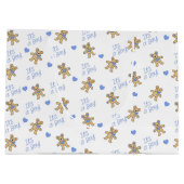 Teddy Bear and Blue Hearts Baby Shower Große Geschenktüte (Rückseite)