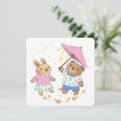 Teddy Bear and Bunny under the Stars Illustration Einladung (Stehend Vorderseite)