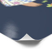 Teddy Bear and Bunny under the Stars Illustration Poster (Ecke)