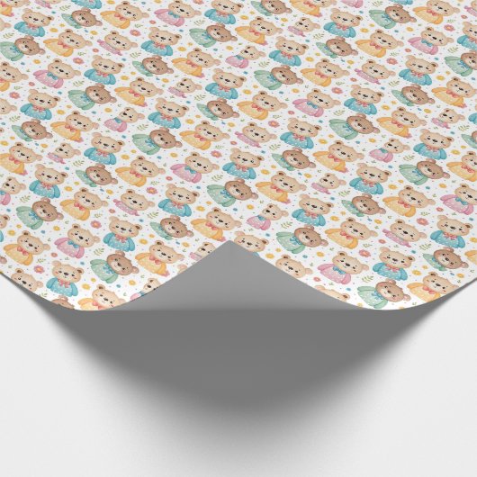 Teddy bear and flowers geschenkpapier (Ecke)