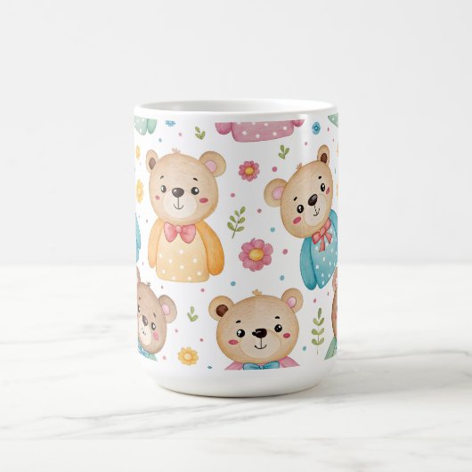 Teddy bear and flowers kaffeetasse (Mittel)
