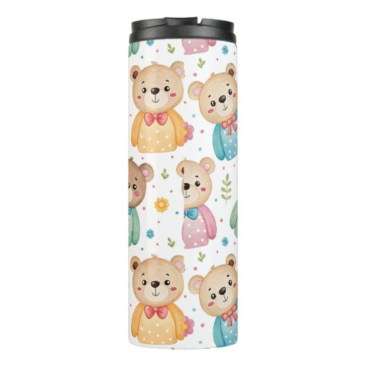 Teddy bear and flowers thermosbecher (Rückseite)