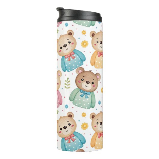 Teddy bear and flowers thermosbecher (Nach rechts gedreht)