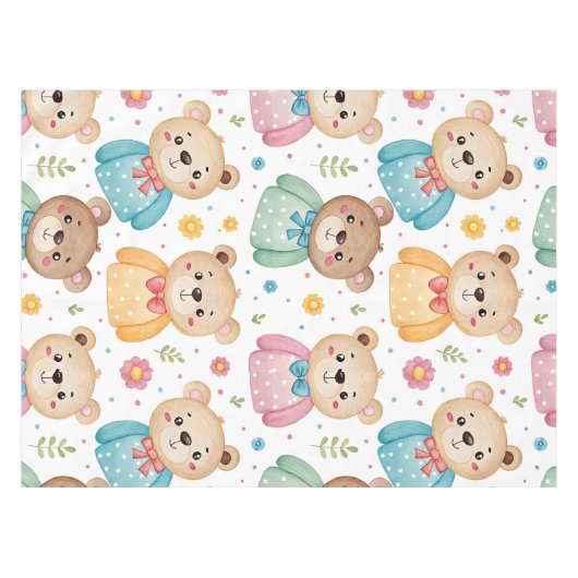 Teddy bear and flowers tischdecke (Vorderseite (Horizontal))