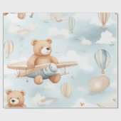 Teddy Bear and Flugzeug Kids Seamless Pattern Geschenkpapier (Flach)