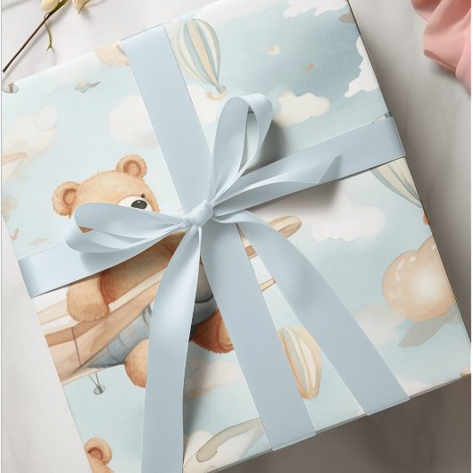 Teddy Bear and Flugzeug Kids Seamless Pattern Geschenkpapier