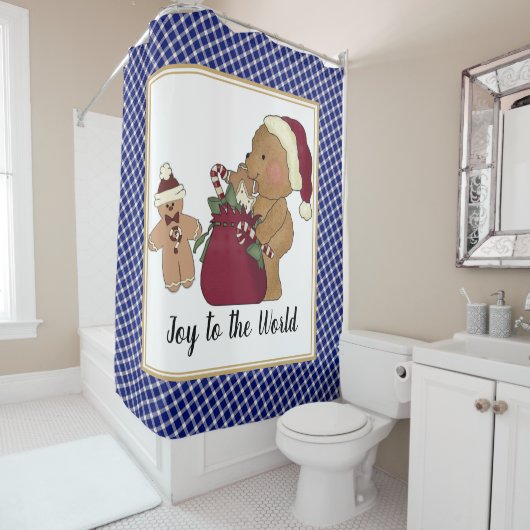 Teddy Bear and Gingerbread Man Cookie Duschvorhang (Beispiel)