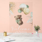 Teddy Bear and Green Balloons Baby Dusche Willkomm Acrylschild (Hochzeit)