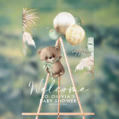 Teddy Bear and Green Balloons Baby Dusche Willkomm Acrylschild (Neutral)