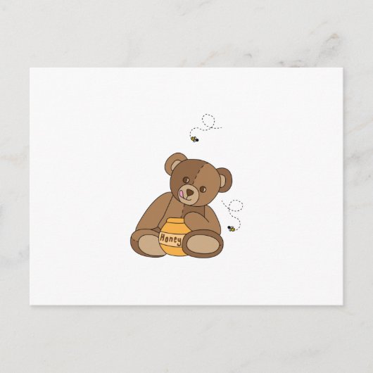 Teddy Bear and Honey Postkarte (Vorderseite)