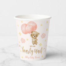 Teddy Bear and Pink Balloons Babydusche