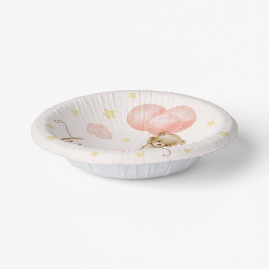 Teddy Bear and Pink Balloons Babydusche Pappteller (Gewinkelt)