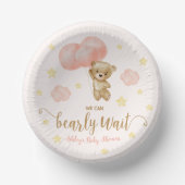 Teddy Bear and Pink Balloons Babydusche Pappteller (Vorderseite)