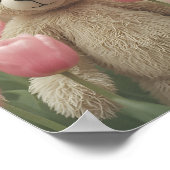 Teddy Bear and pink tulip Nursery Poster (Ecke)